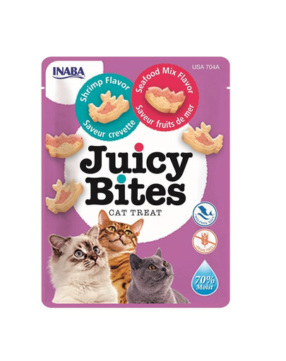 INABA Juicy Bites crocchette umide ai gamberetti e frutti di mare per gatti 33,9 g (3x11,3 g)