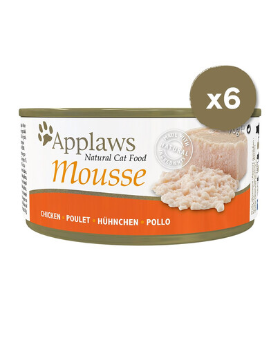 APPLAWS Cat Mousse Tin cibo umido per gatti con pollo 6 x 70 g