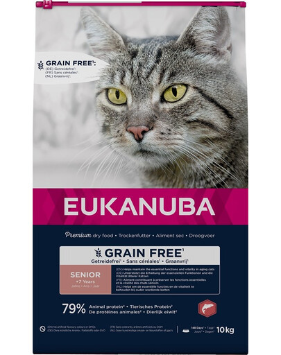EUKANUBA Grain Free Senior  Salmone 10 kg per gatti anziani