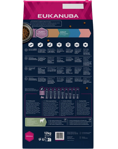 EUKANUBA Grain Free S/M Puppy Agnello 12 kg per cuccioli di razze piccole e medie