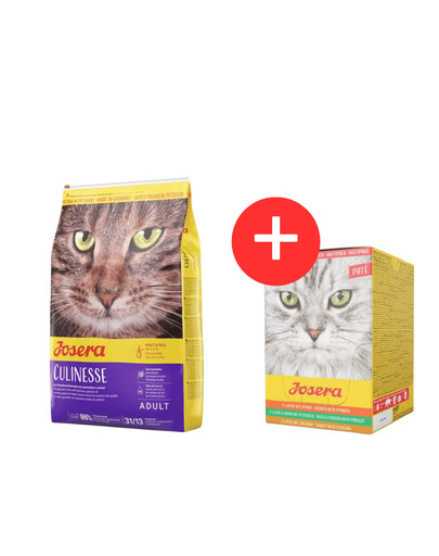 JOSERA Cat Culinesse 10 kg di cibo per gatti con salmone + Multipack Paté 6x85 g mix di gusti di paté per gatti GRATIS