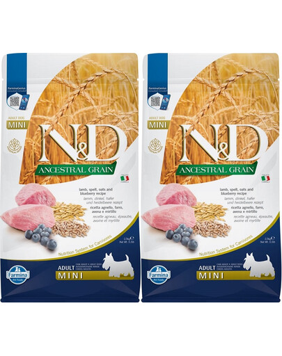 FARMINA N&D Low Grain Adult Mini Lamb & Blueberry 2x2.5 kg
