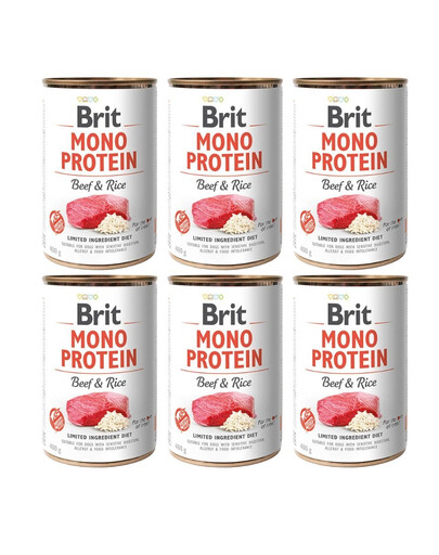 BRIT Mono Protein Beef & Rice 6 x 400g alimento monoproteico com manzo e riso