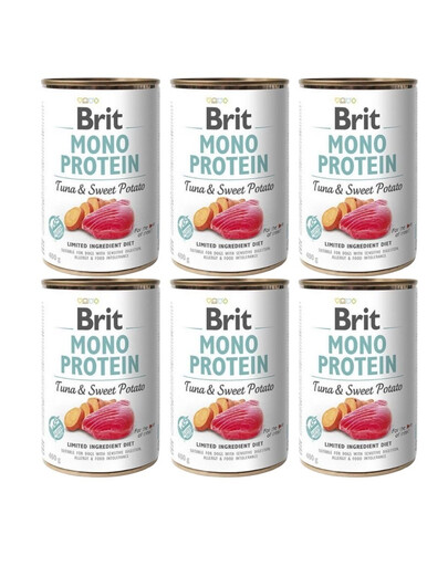 BRIT Mono Protein Tuna & Sweet Potato 6 x 400g alimento monoproteico con tonno e patate dolci