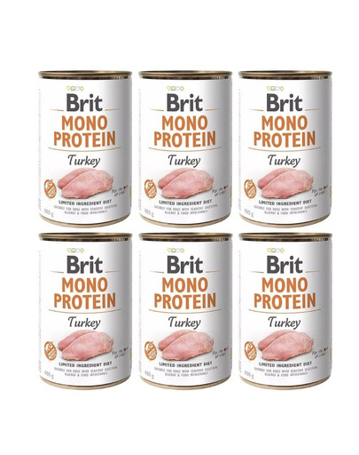 BRIT Mono Protein Turkey 6 x 400g alimento monoproteico con tacchino