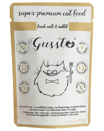 GUSSTO Fresh Calf & Rabbit - carne fresca di vitello con carne di coniglio 85 g