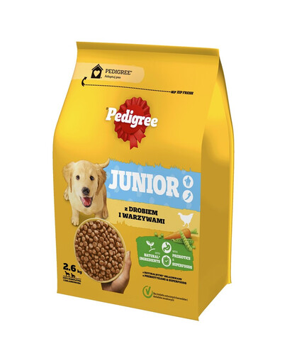 PEDIGREE Junior 2,6kg alimento completo con pollame e verdure per la crescita di cani di taglia grande e media