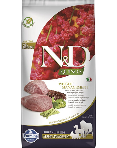 FARMINA N&D Quinoa Adult All Breeds Weight Management Lamb & Broccoli 7 kg