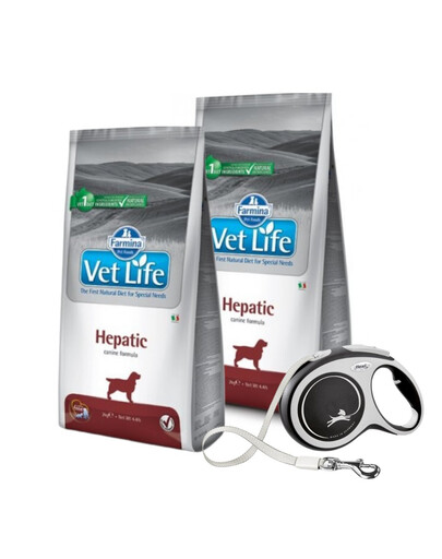 FARMINA Vet Life Dog Hepatic 12 kg + FLEXI New Comfort L Tape 8 m GRATIS