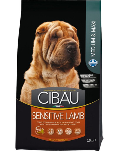 FARMINA Cibau Sensitive Lamb MEDIUM/MAXI per cani di razza media e grande con sistema digestivo sensibile agnello 2,5kg