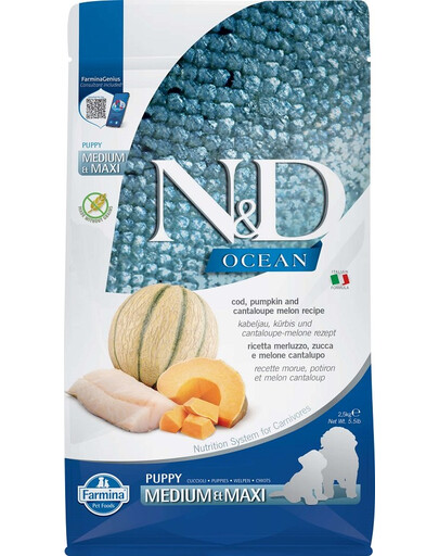 FARMINA N&D Ocean Puppy Medium & Maxi Cod, Pumpkin and Cantaloupe 2.5 kg