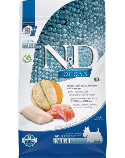 FARMINA N&D Ocean Adult Mini Salmon, Cod & Canatloupe 2.5 kg