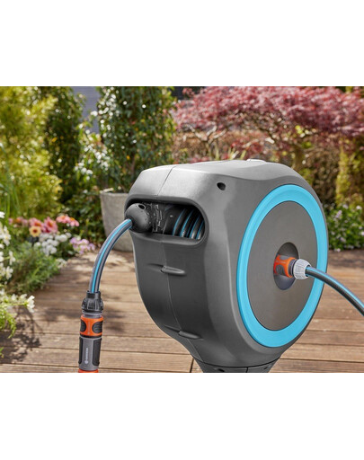 GARDENA Avvolgitubo da terrazzo RollUp S, 15 m, turchese, riavvolgimento automatico