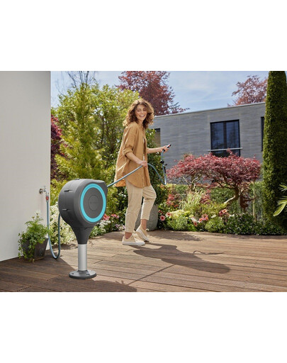 GARDENA Avvolgitubo da terrazzo RollUp S, 15 m, turchese, riavvolgimento automatico