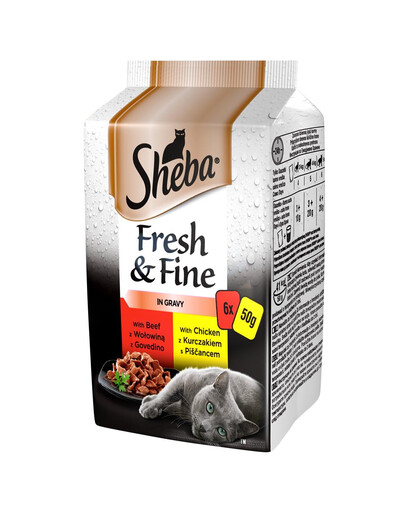 SHEBA Fresh & Fine piatti di carne in salsa 72 x 50g