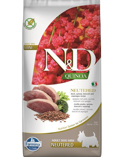 FARMINA N&D Quinoa Adult Mini Neutered Duck, Broccoli & Asparagus 7 kg