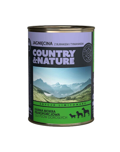 COUNTRY&NATURE Bezzbożowa karma jagnięcina 400 g