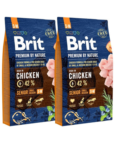 BRIT Premium By Nature Chicken Senior Small Medium S+M 16kg (2 x 8kg)