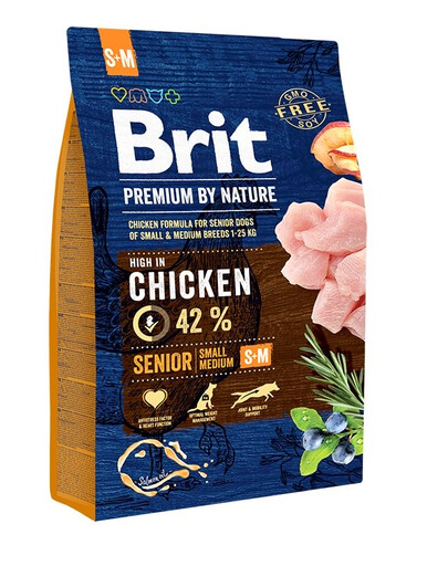 BRIT Premium By Nature Chicken Senior Small Medium S+M 3kg