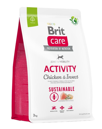 BRIT CARE Dog Sustainable Activity chicken insekt per cani adulti attivi con pollo e insetti 3 kg