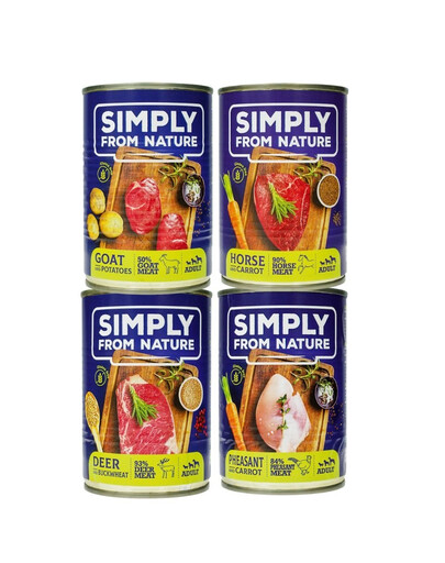 SIMPLY FROM NATURE Cibo umido per cani mix 4 gusti 12 x 400g