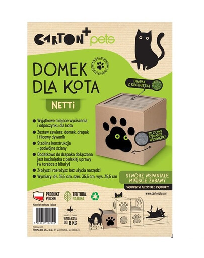 CARTON+ PETS Casetta per gatti con tiragraffi Netti