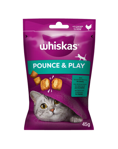 WHISKAS Pounce & Play 45g snack con pollo per gatti