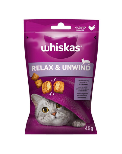 WHISKAS Relax & Unwind 45g snack con pollo per gatti