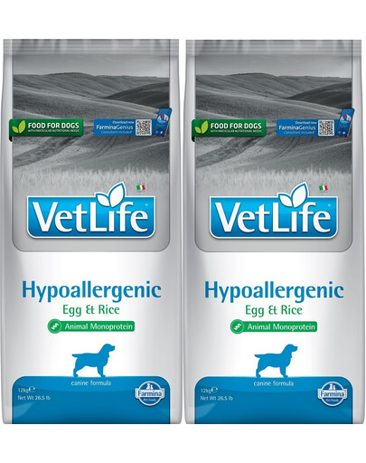 FARMINA Vet Life Hypoallergenic Egg & Rice dog 2 x 12kg