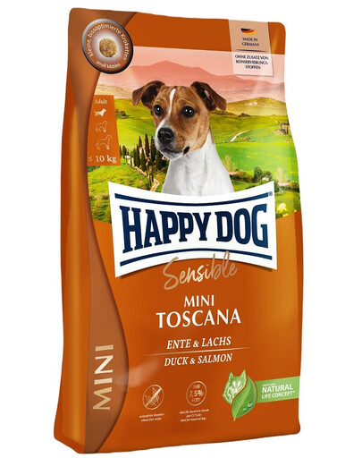 HAPPY DOG Sensible Mini Toscana 4kg anatra con salmone
