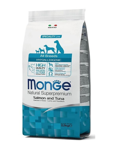 MONGE Dog Hypoallergenic All Breeds 2,5 kg - salmone e tonno