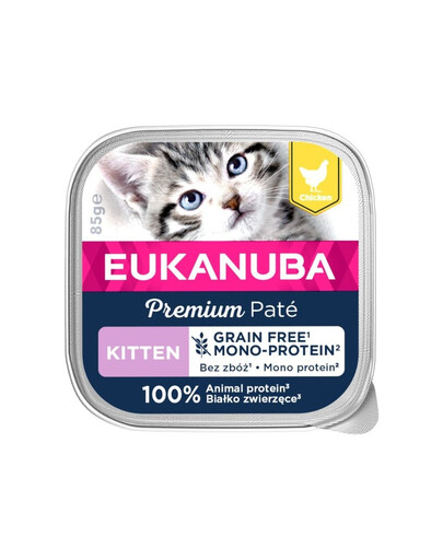 EUKANUBA Grain Free Kitten Paté monoproteico per gattini Pollo 85g