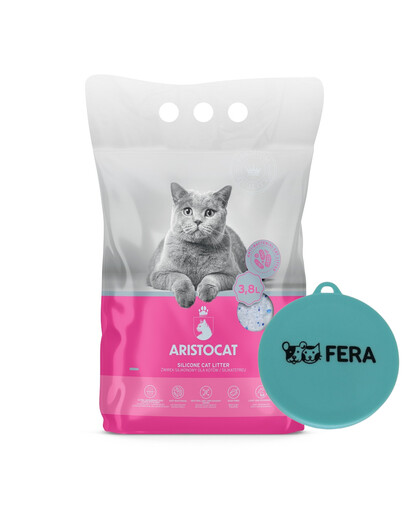 ARISTOCAT Lettiera per gatti in silicio inodore 4x3.8l + FERA coperchio universale per scatolette