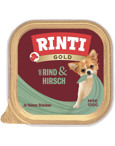 RINTI Gold Venison&Beef Mini manzo e cervo in vaschetta 100g