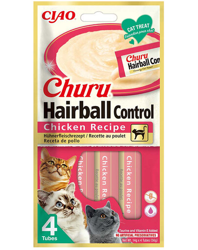 INABA Churu Hairball Chicken 4x14 g INABA snack contro boli di pelo con pollo