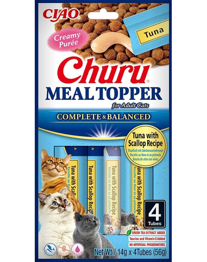INABA Meal Topper Tuna Scallop 4x14 g Aggiunta cremosa di tonno e capesante al cibo per gatti