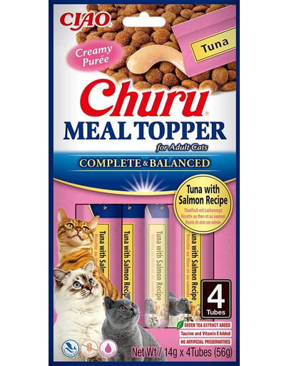 INABA Meal Topper Tuna Salmon 4x14 g integratore cremoso con tonno e salmone per gatti
