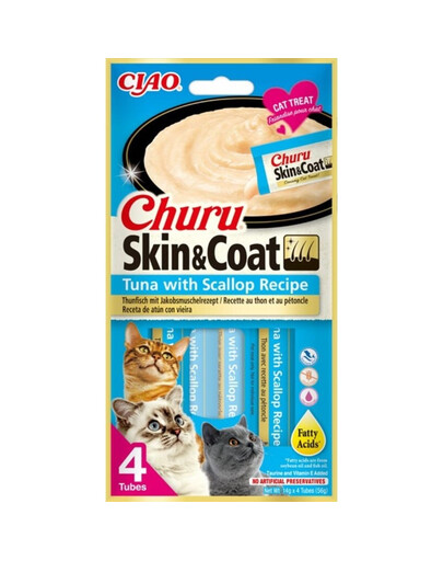 INABA Churu Skin&Coat 4x14g con tonno e capesante per gatti
