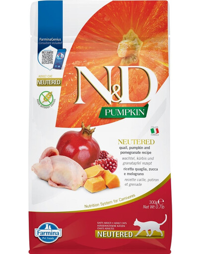 FARMINA N&D Cat Pumpkin Neutered Quail & Pomegranate Neutered 300g