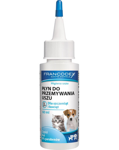 FRANCODEX Liquido per la pulizia delle orecchie di gattini e cuccioli 60ml