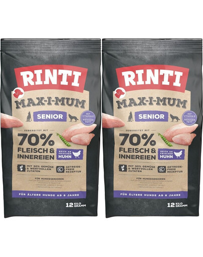 RINTI MAX-I-MUM Senior Chicken con pollo per cani anziani 2 x 12 kg