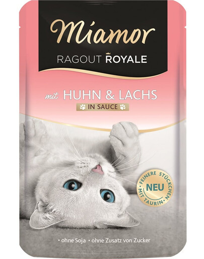 MIAMOR Ragout Royale in Sauce Chicken&Salmon bustina in salsa con pollo e salmone per gatti 100 g