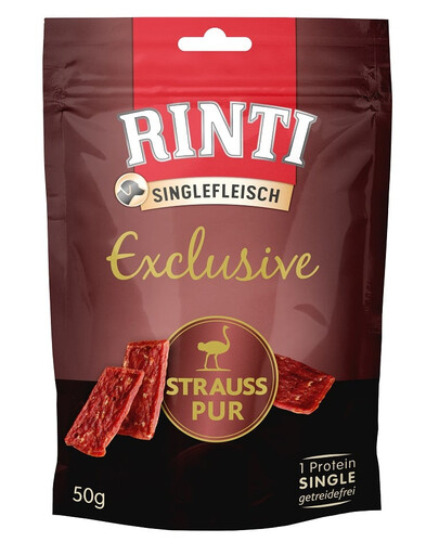 RINTI Singlefleisch Exclusive Snack Ostrich przysmak ze strusiem dla psów 50 g