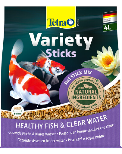 TETRA Pond Variety Sticks 4l Mix completo per pesci da laghetto a base di tre diversi tipi di stick