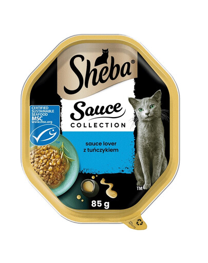 SHEBA Sauce Collection in vaschetta 85g Alimento umido completo per gatti adulti bocconcini con tonno in salsa