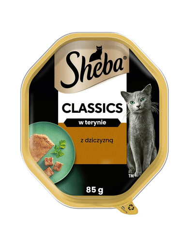 SHEBA Classics Paté con Selvaggina in vaschetta 85g alimento umido completo per gatti adulti