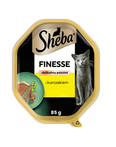 SHEBA Finesse Mousse di pollo in vaschetta 85g alimento umido completo per gatti adulti
