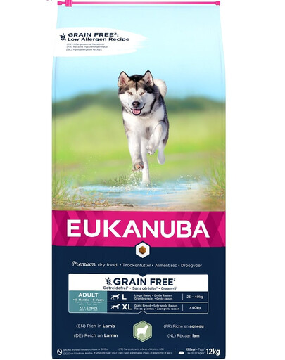 EUKANUBA Grain Free L Adult Agnello 12 kg per cani adulti di taglia grande