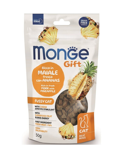 MONGE Gift Meat Minis Cat Adult Maiale con ananas e formaggio 50 g