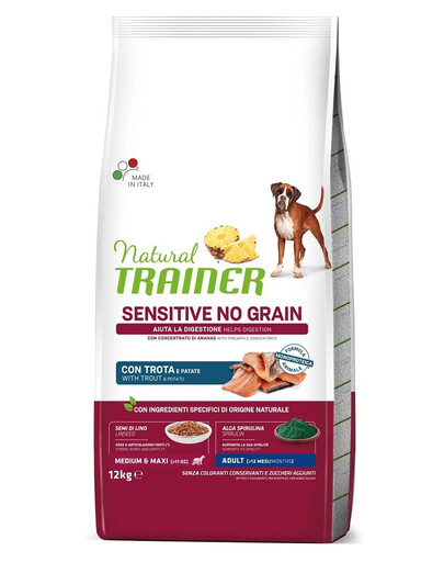 TRAINER Natural Sensitive No Grain Medium Maxi Adult con trota 12kg